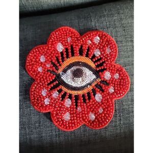 Beaded Rhinestone Eyeball Applique 4.5"x 4.5" Sew On